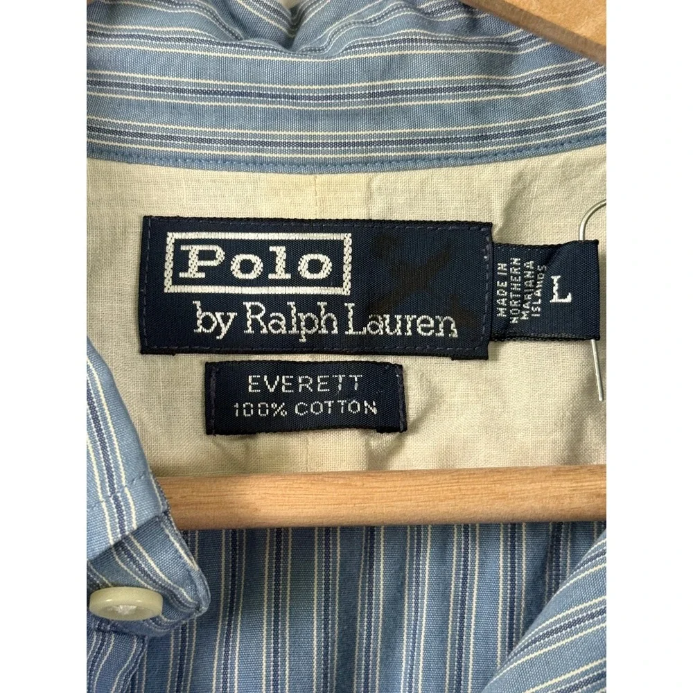 Polo Ralph Lauren Everett Striped Long Sleeve Shirt Blue White Mens‎ L